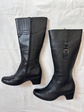 Clarks Ingalls Vicky Women's Black Leather Riding Boot Size 9M